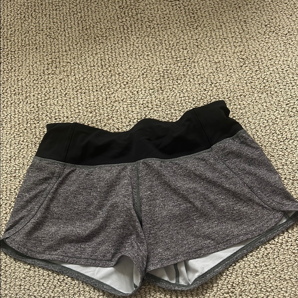 Lululemon Athletica Black and Gray Mid Rise Speed Up Shorts